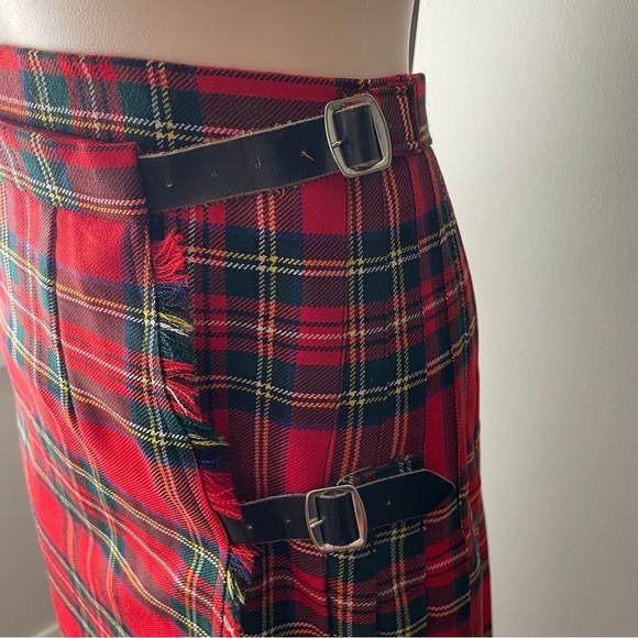 70s Vintage Scottish 100% Wool Plaid Red Kilt Vest Set The Tartan Gift Shops - Picture 4 of 13